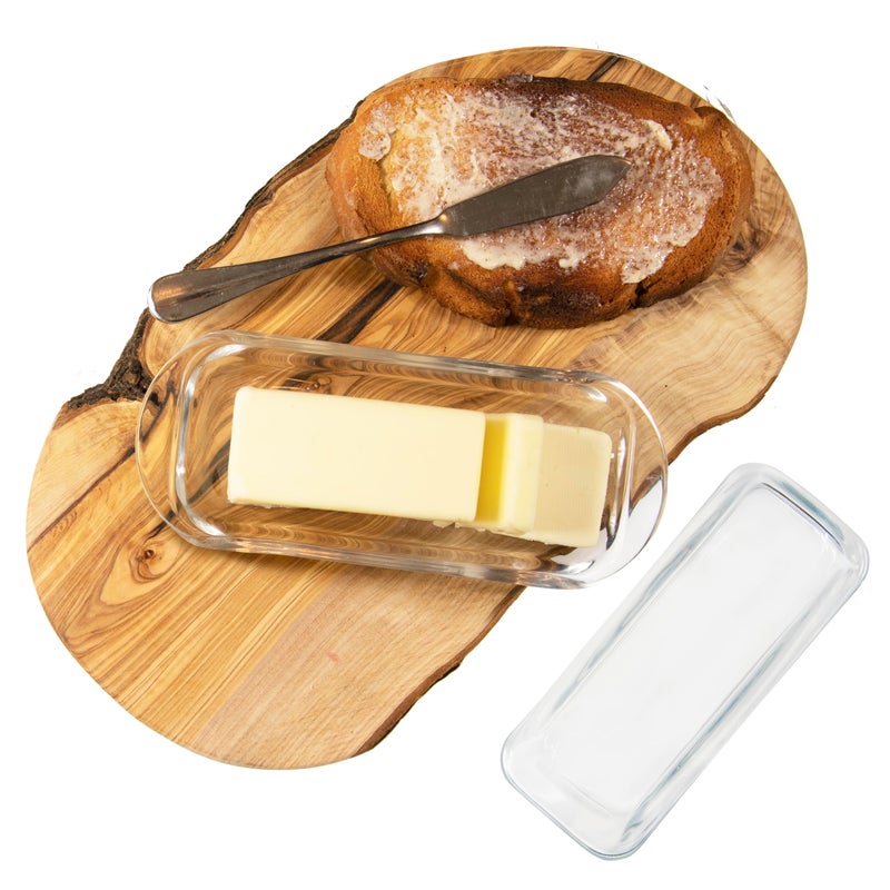 Kangaroo Decorative Clear Glass Butter Dish with Lid for Countertop & Refrigerator - Crystal Covered Butter Tray Storage Container Holder for Counter & Fridge - Image 2